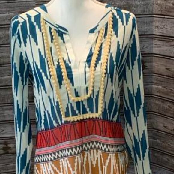 Maeve by Anthropologie Women's Blouse Rohana Embellished Henley Top - Picture 2 of 3